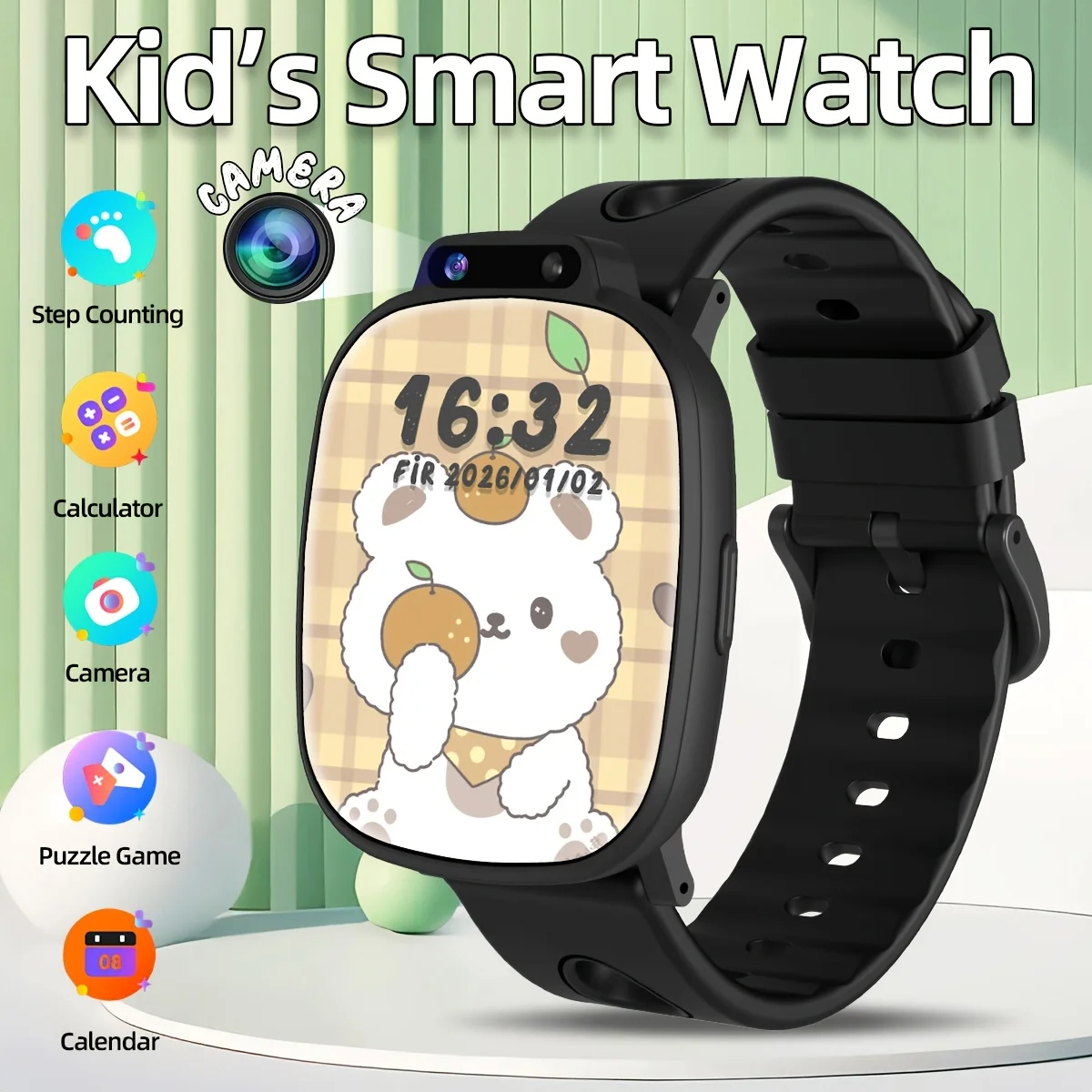 2026 New LAXASFIT Kids Camera Smartwatch 18 Games Large Battery LED Flashlight Sleep Monitor Alarm Clock Gift For Boys Girls 1