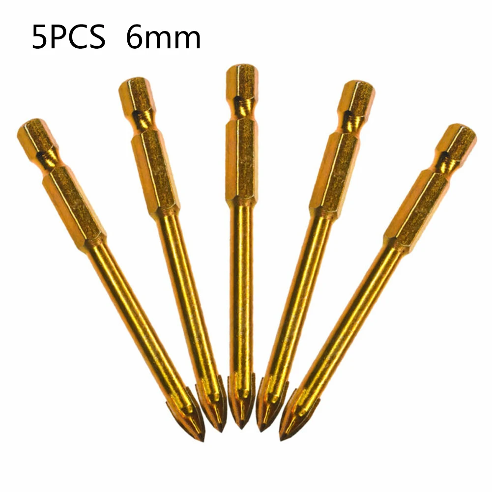 

5pcs Glass Tile Drill Bits Set Tungsten Carbide Tipped Spear Head Ceramic Tile Marble Mirror Drill Bits 6mm