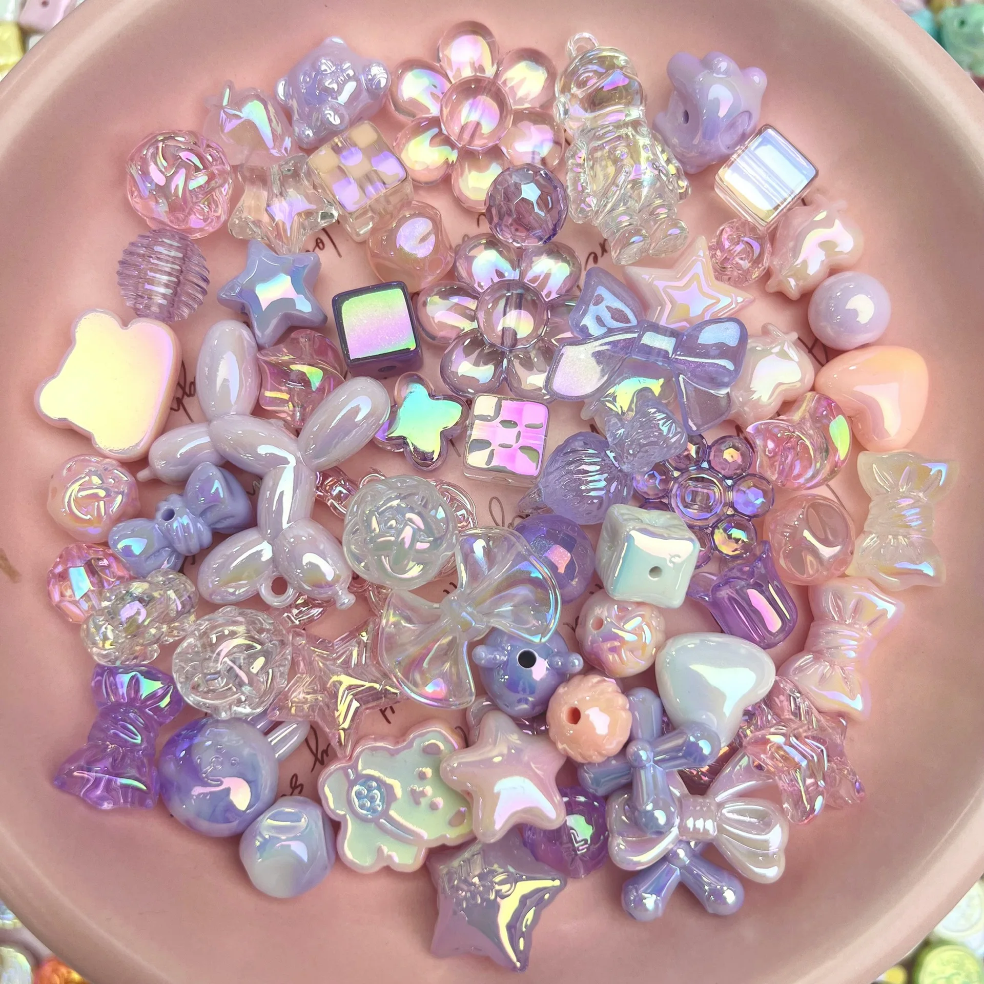 50 g süße Y2K Acryl verschiedene Perlen Blume Herz Schmetterling Kawaii lose für Handykette Armband Schmuckherstellung DIY Handwerk – Detail 6