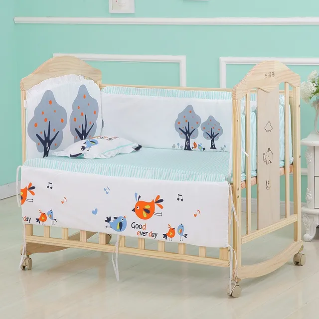 Baby Crib Bumper For Newborn Cotton Infant Bedding Set Detachable Zipper Bed Bumper Baby Room Decoration Cot Protector ZT131 2