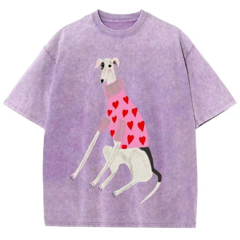 Whimsical Dachshund Print Oversized Cotton T-Shirt for Women – Comfortable O-Neck Distressed Summer Streetwear Top