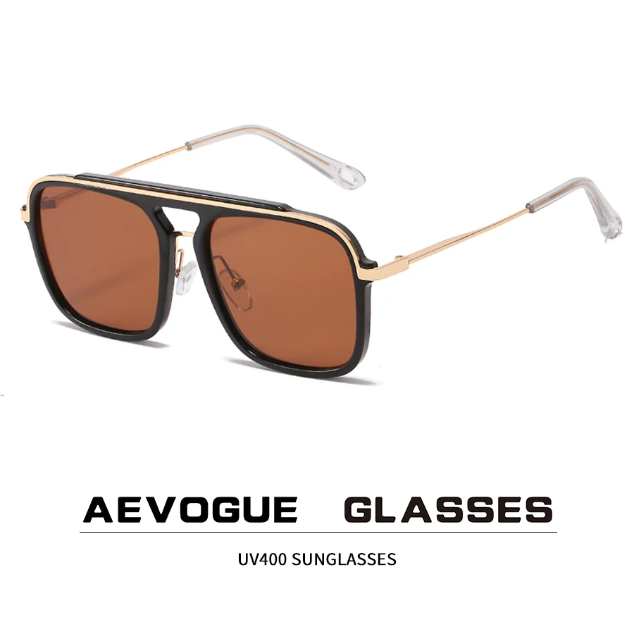 

AEVOGUE Sunglasses Women Retro Sunglasses Fashion Glasses Shades Sunglasses Men UV400 Square Frame Metal UV Sunglasses AE1266