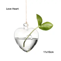 Elegant Hanging Glass Terrarium Vase for Hydroponic Plants and Home Decor (Love Heart(11x10cm))