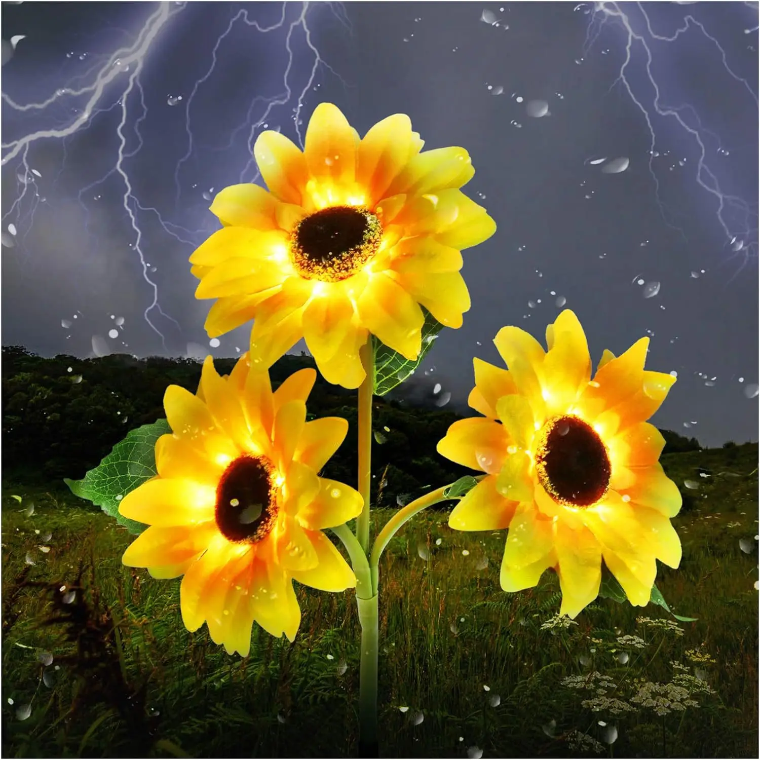 1PCS Solar Sunflower LED Light Outdoor Yard Power IP65 Waterproof Lamp for Wedding Holiday Courtyard Landscape Garden Decoration