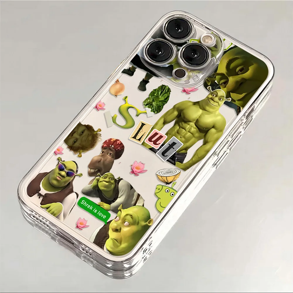 Cartoon Shrek-Themed Clear Phone Case