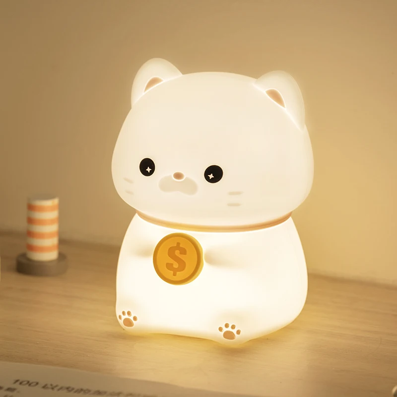 Description Picture 3 of itemSilicone Night Light Baby Lamp Soft Sleeping Eye Protection LED Light Child Pat Silicone Cat Toys Gifts Room Bedside Table Lamp