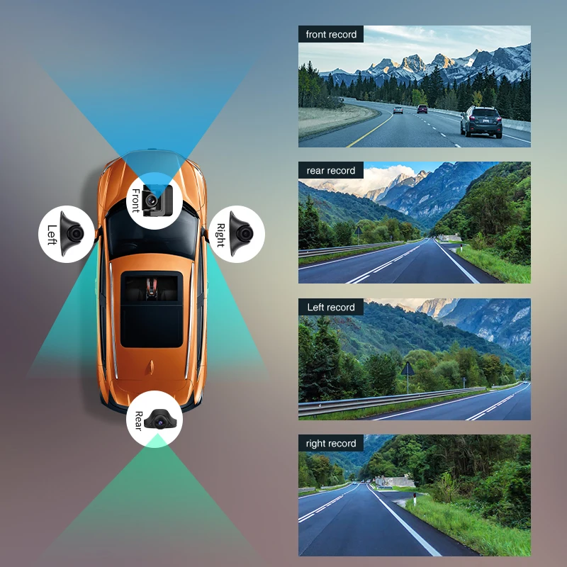 12 inch Car Camera 360&deg; Panoramic WiFi Dash Cam 4 Cameras rear mirror Video Recorder Android 4G ADAS Bluetooth GPS Navigation