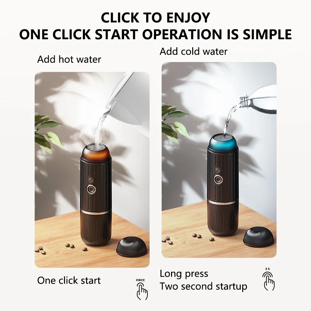 ICafilas Portable ME2218 Mini 2-in-1 Italian capsule coffee maker automatically heats and grinds outdoor sports trips 6