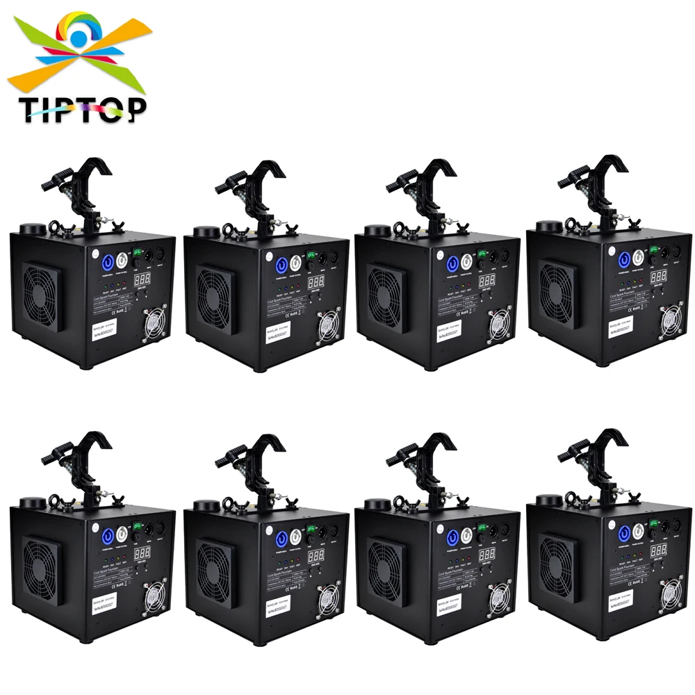 

TIPTOP 8 x Stage Ti Powder Cold Spark Machine 650W Outdoor Indoor Cold Sparkler Pyro Pyrotechnics Fireworks with Hanging Clamps