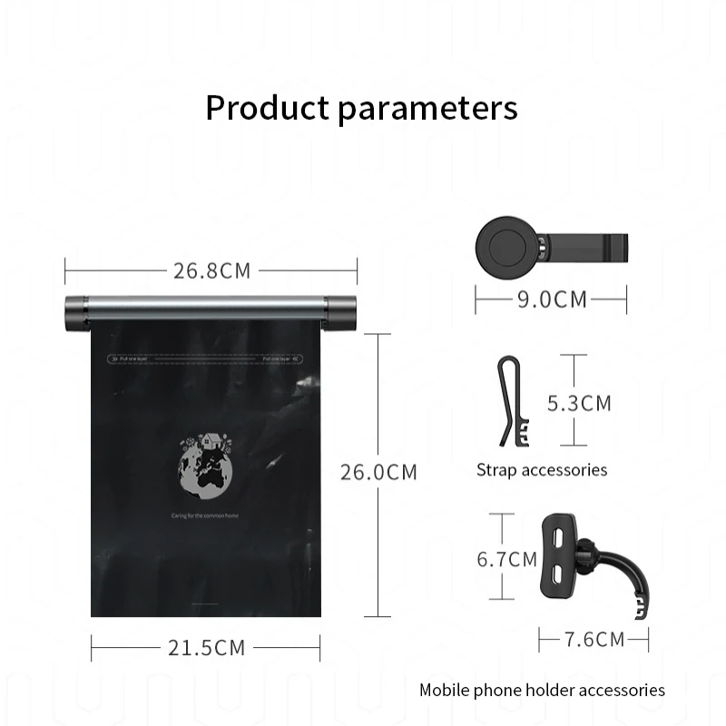 Car Storage Bag Car Phone Holder Car Trash Can Metal Roller Auto Organizer with Phone Holder Dump Pockets Interior