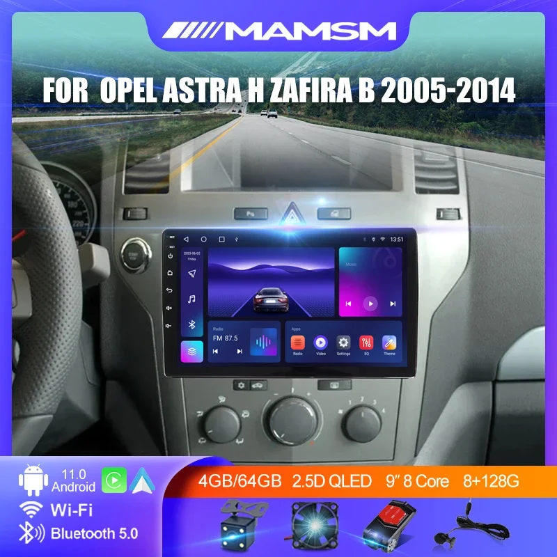 Radio Android 12 Para Opel Astra H / Zafira B 2006-2014 - Pantalla Táctil 9", CarPlay, Android Auto, 4G, GPS