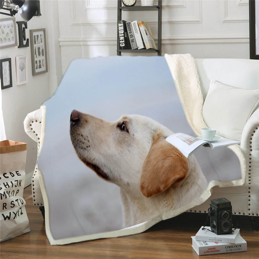 3D Baby Labradors Print Super Soft and warm MINK FAUX FUR BLANKET Bed Sofa Throw 
