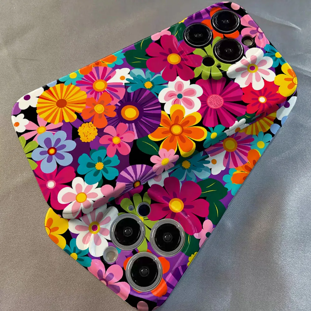 Colorful Retro Floral Glossy Phone Case - Hard PC Finish