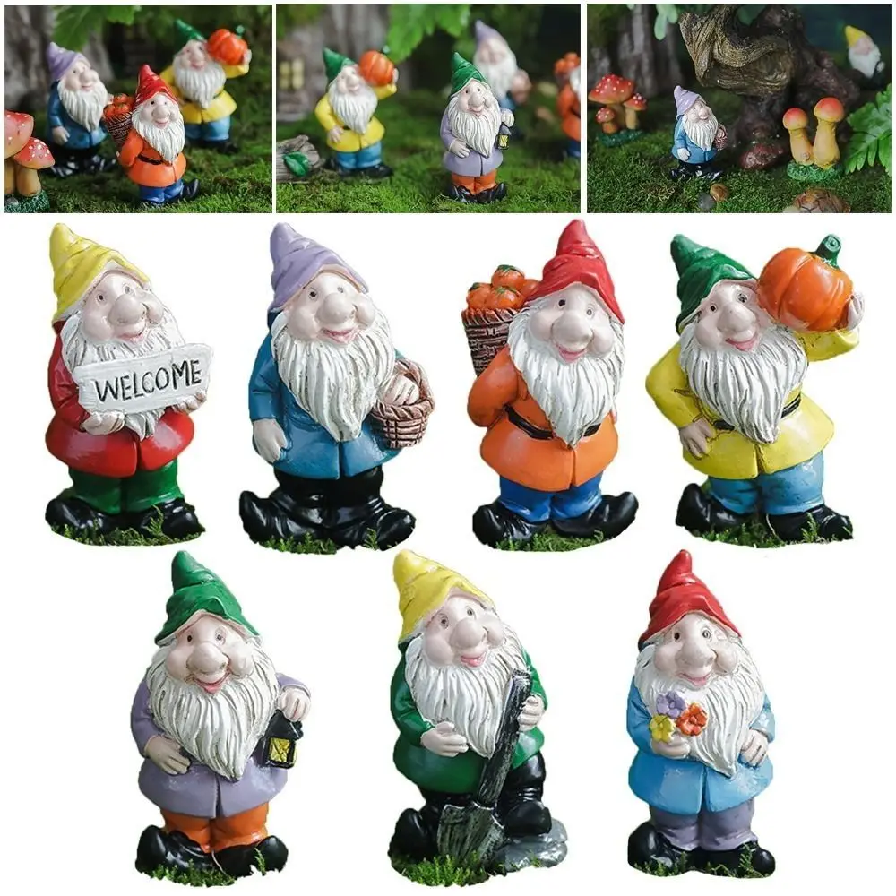 Multicolor Mini Gnome Figurines Desktop Decoration Micro Landscape Miniature Dwarfs Statue Moss Terrarium Handicraft