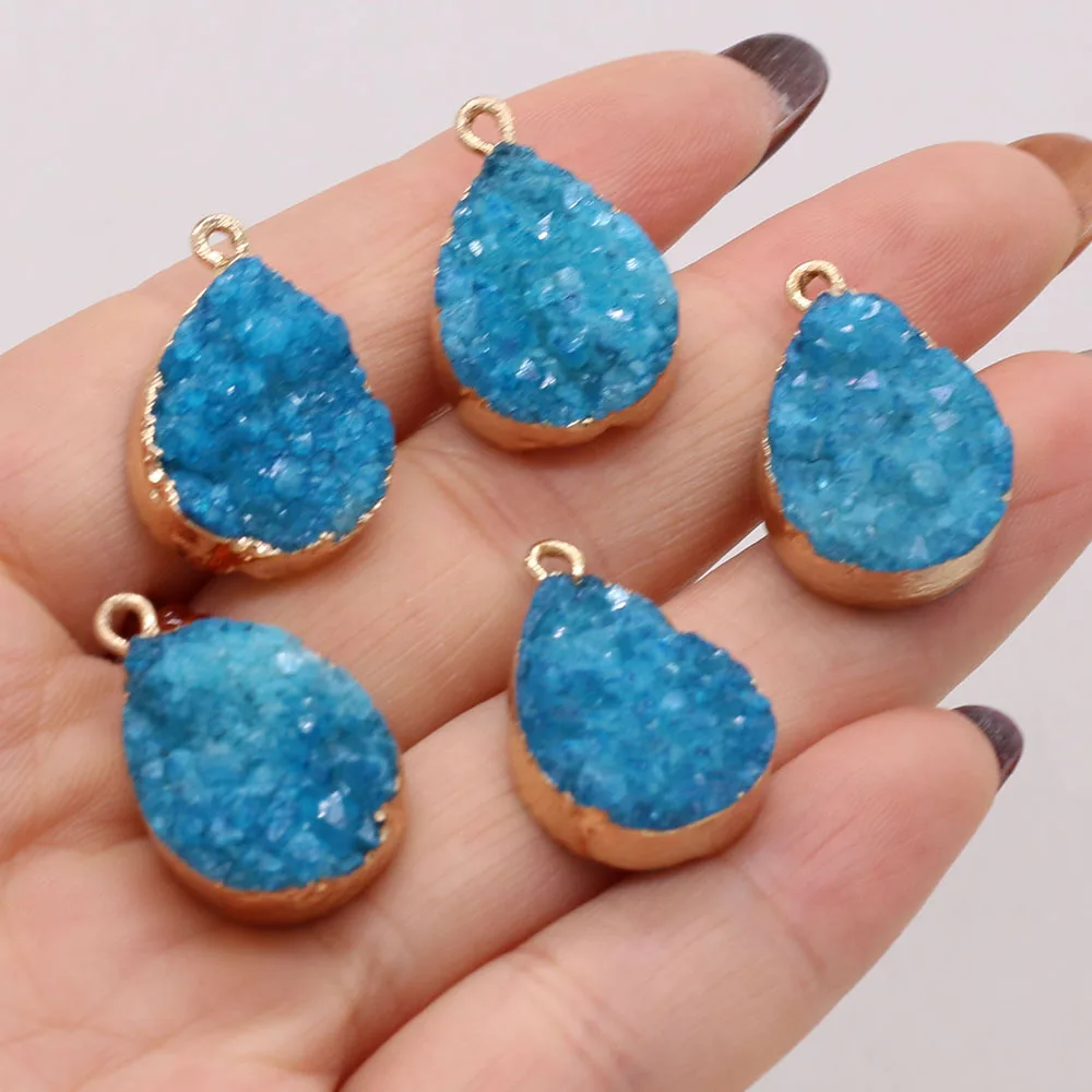 

Natural Stone Blue Crystal Bud Water Drop Connector Pendant For Jewelry Making DIY Necklace Earring Accessories Charm Gift Party
