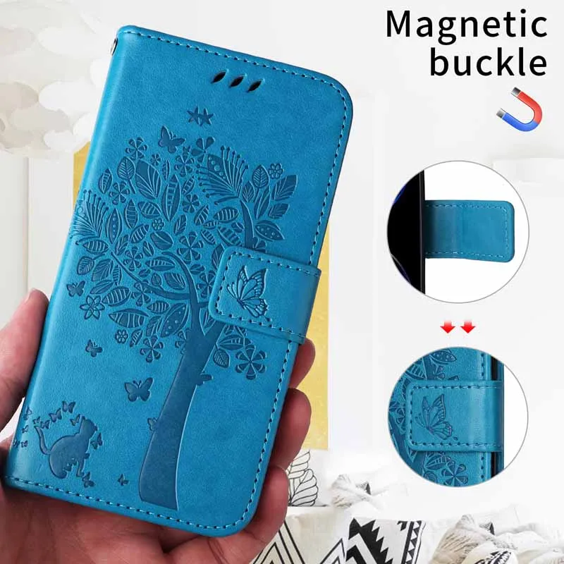 Leather Magnetic Flip Wallet Phone Case with Card Slot and Holder