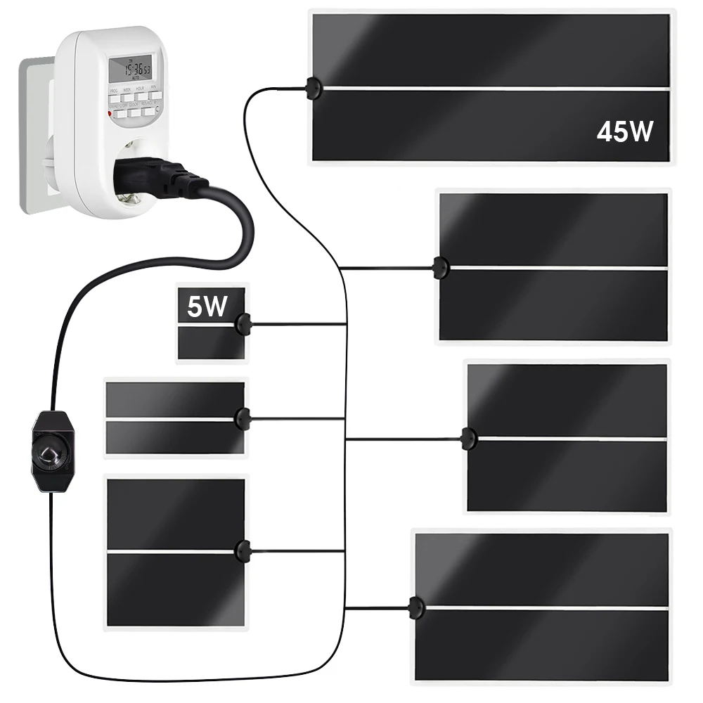 5-45W Reptile Heating Mat with Automatic Timer Garden Plants Teperature Control Adjustable 110-220V Heater Pad Warmer Waterproof