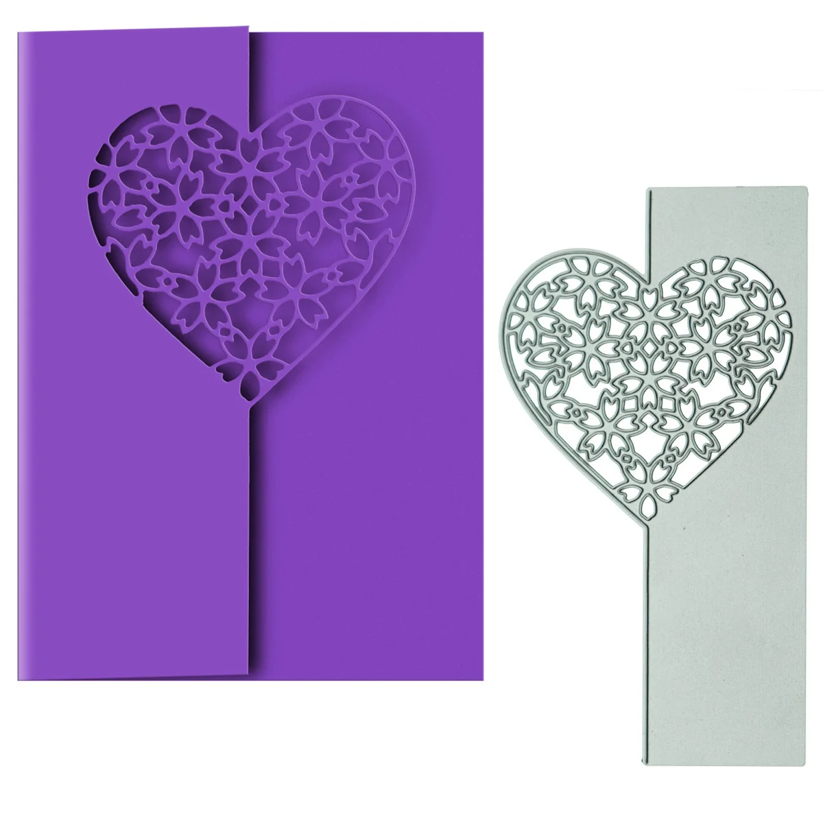 

Hollow Flower Heart Pattern Cutting Die For Envolope Postcard Edge Scrapbook DIY Thanking Greeting Card Decorating Metal Cutter