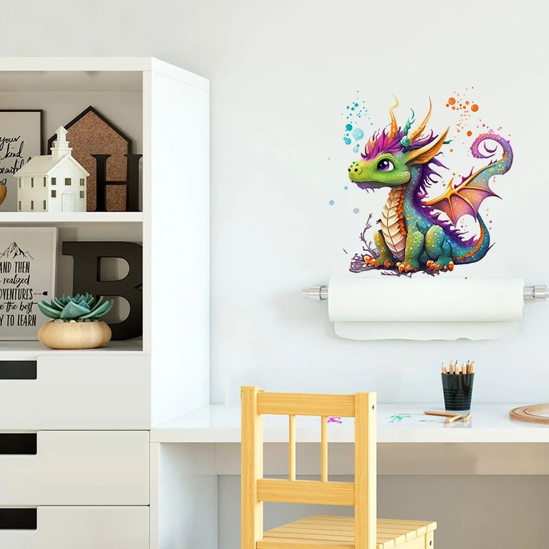 C240# Watercolor Dragon  Wall Sticker Bathroom Toilet Decor Living Room Cabinet Refrigerator Home Decoration Decals
