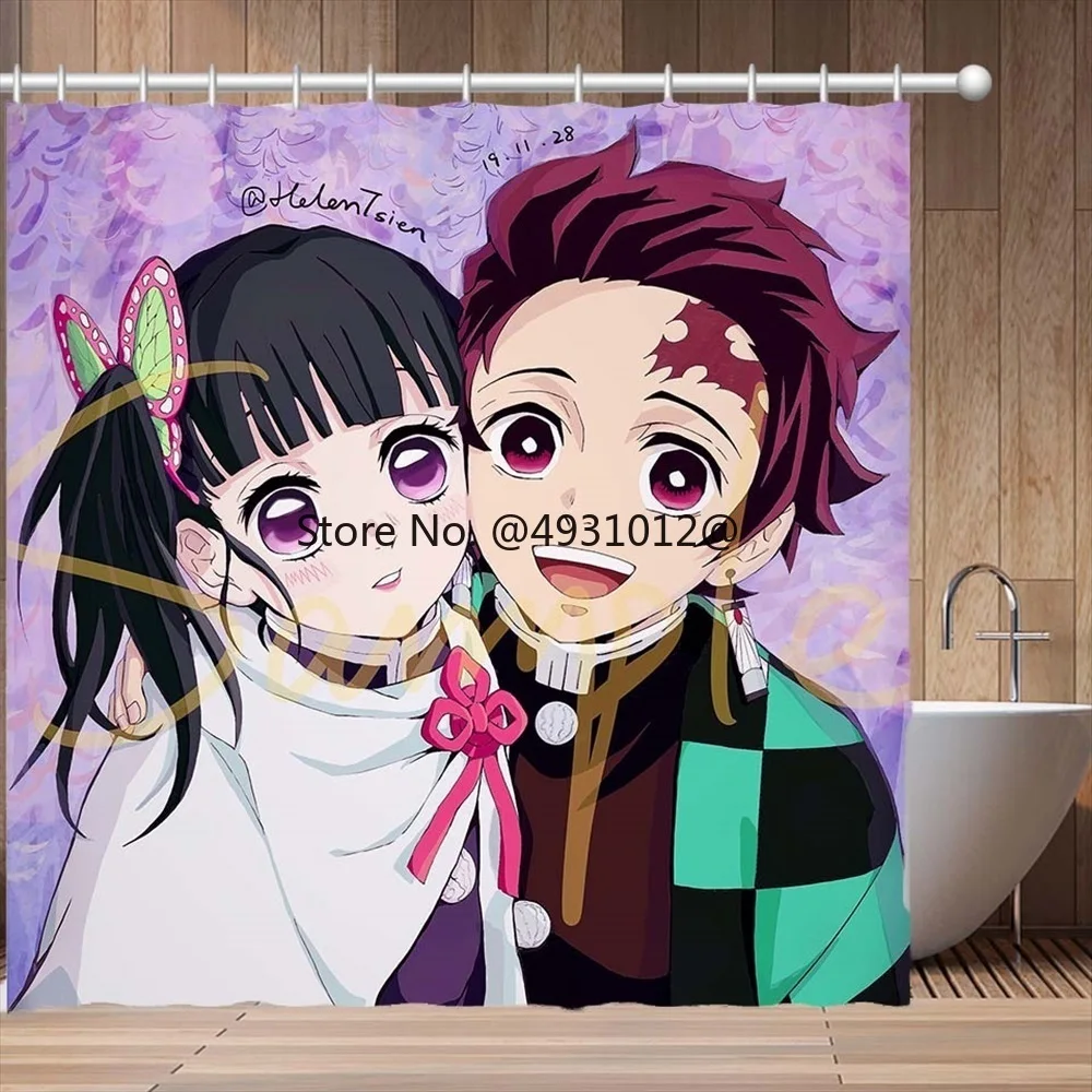 2023 Anime Demon Slayer Waterproof Shower Curtains Anime Gif Bathroom  Decoration with Hook 3D Print Bath Drapes - AliExpress