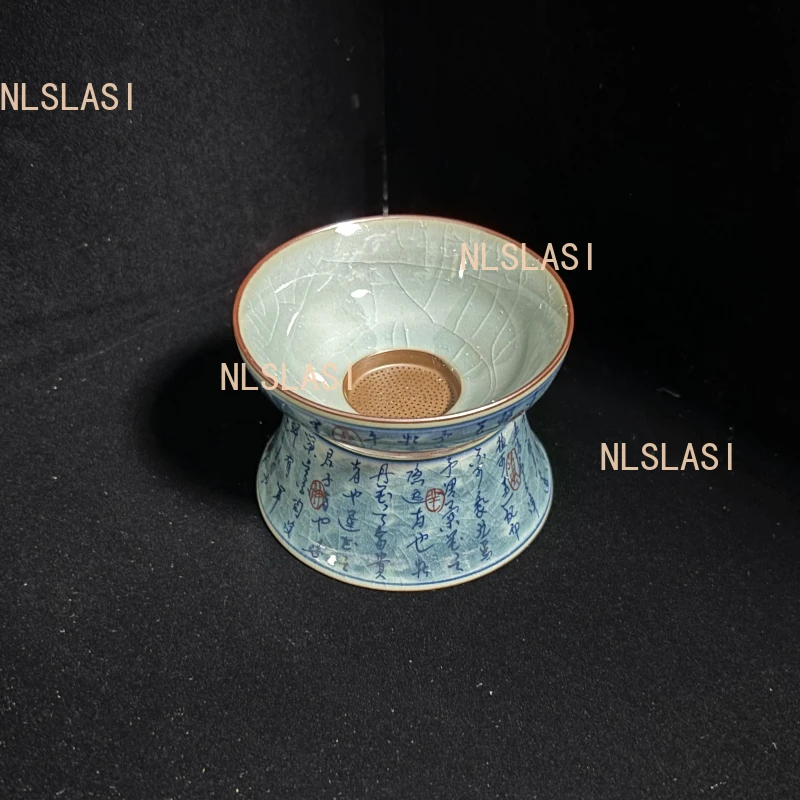 Traditional Blue and White Porcelain Fair Cup Tea Strainer Ceramic Teaware Filter Set Home Tea Divider Chinese Tea Accessories