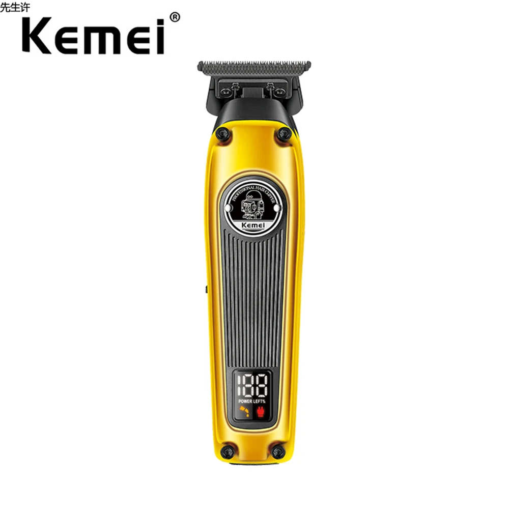 Kemei-barbeiro Profissional Cordless Hair Trimmer Brushless Motor Zero Gapped Edgers Elétrica Bald Finish Máquina de Corte
