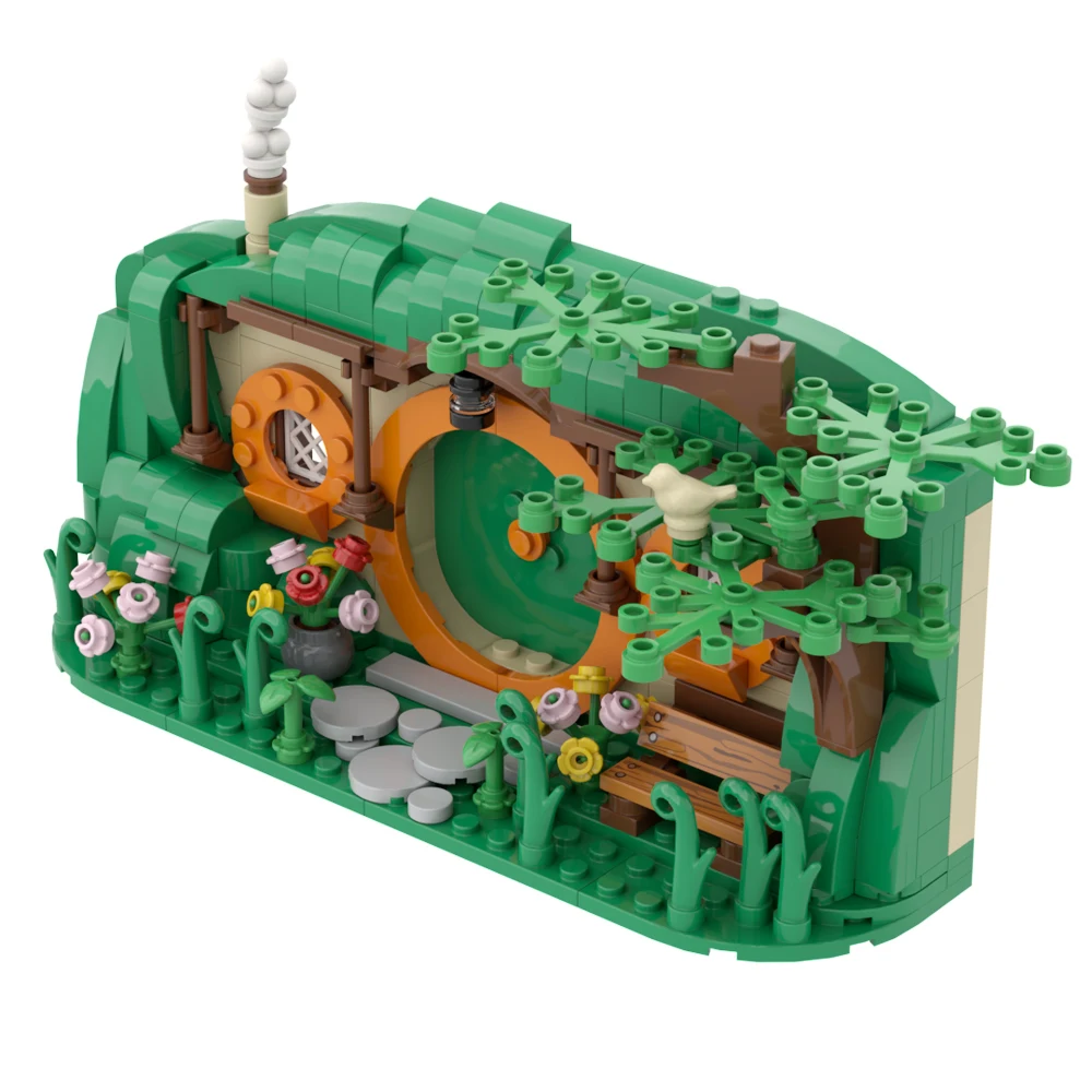 MOC 호빗 홀 빌딩 키트, 미니 백 무비 건축 모델, 데스크탑 장식품 및 수집가 모델