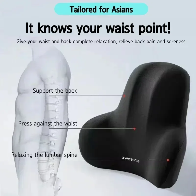 Memory Foam Lumbar Support Cushion for Car Office Chair Back Pain Relief