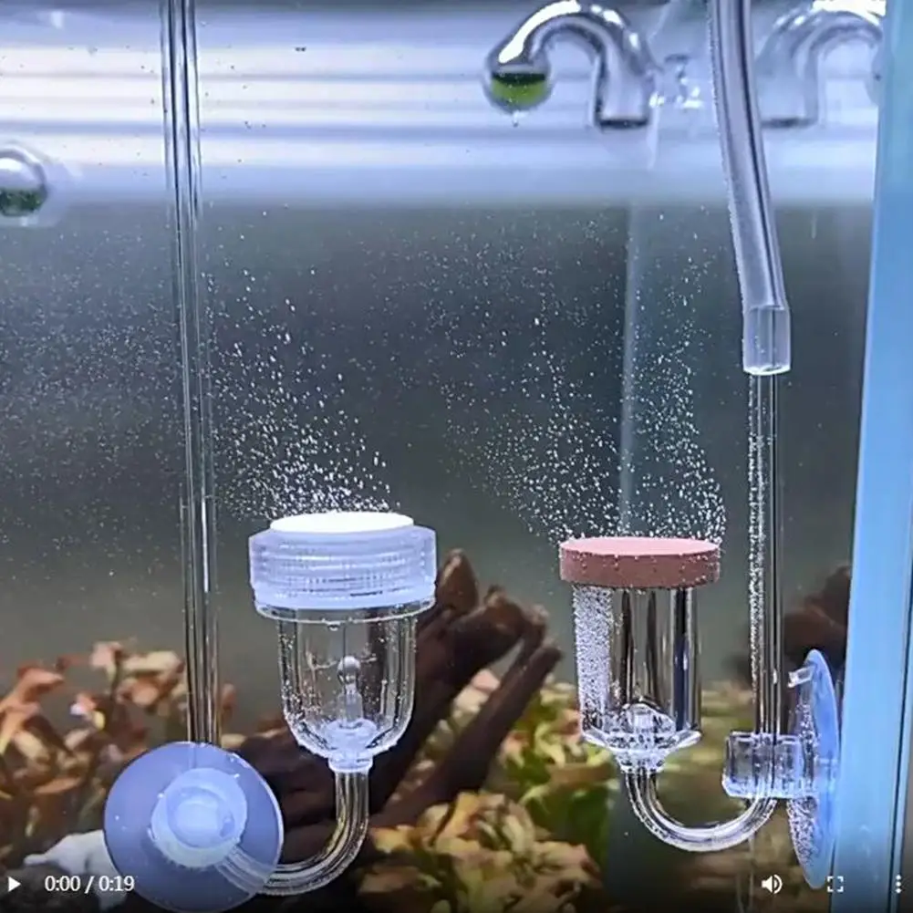 U Shape Co2 Refiner Transparent Acrylic Fish Tank Co2 Refiner Suction Cup Mini Diffuser Aquarium Plant Growth Accessories aquarium co2 diffuser,aquarium co2 accessories