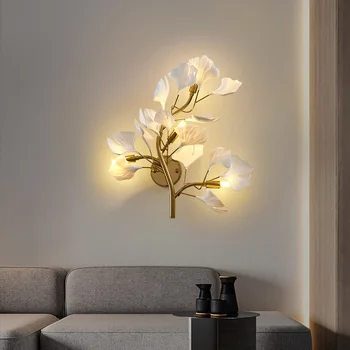 Luxury Acrylic Ginkgo Leaf Wall Lamp Living Room Background Creative Wall Light Foyer Hallway Bedroom Bedside Nordic Light 1