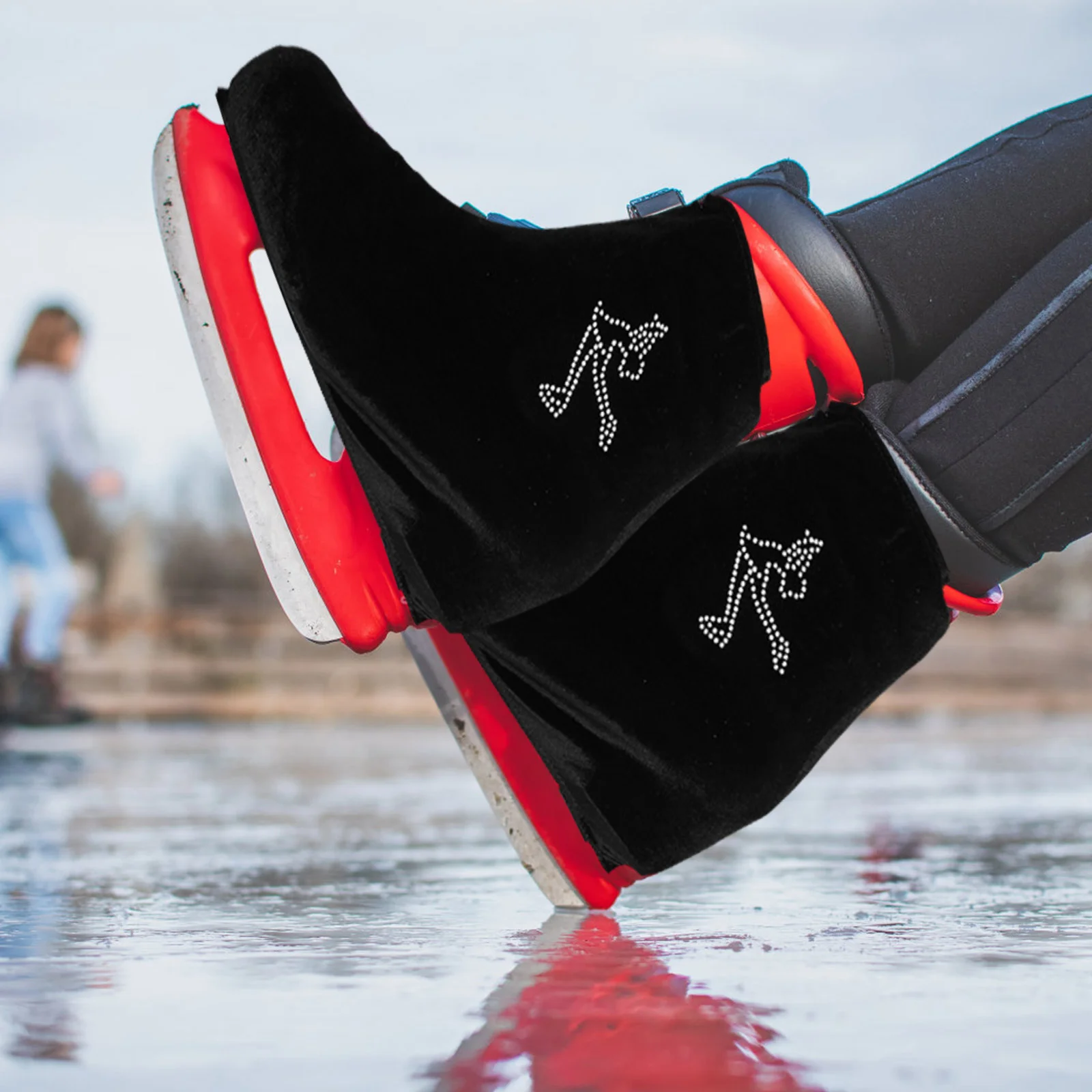 

The Cozy Ice Skating Shoes Cover Boot Skates Black Polyester Protectors Hockey Covers Wear-resistant