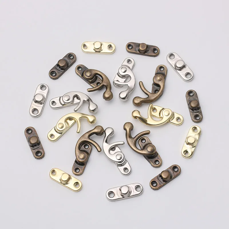 Decorative Latches 10PCS/bag Vintage Metal Hardware Furniture Wooden Box Leather Bag Hardware Lock Padlock Hasp With Screws