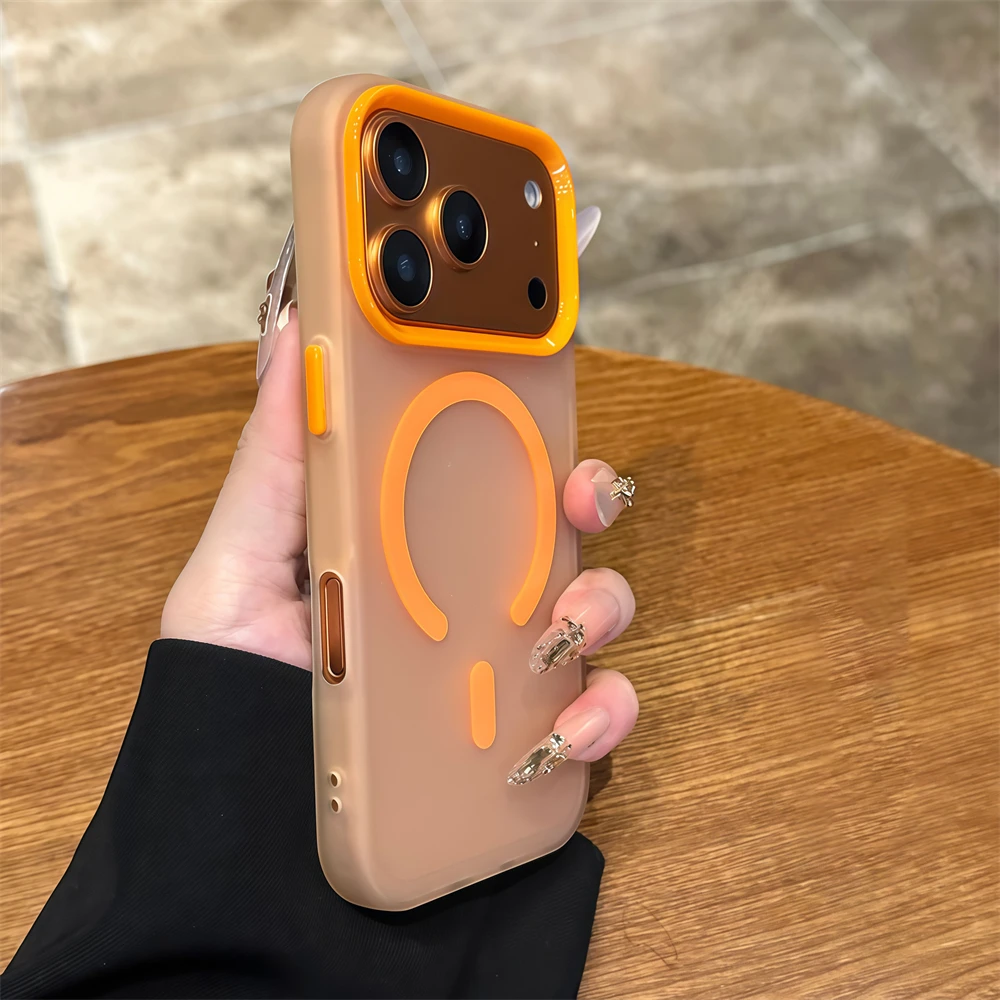 Dopamine Original Orange Magnetic Matte Case with Translucent Frosted Cover