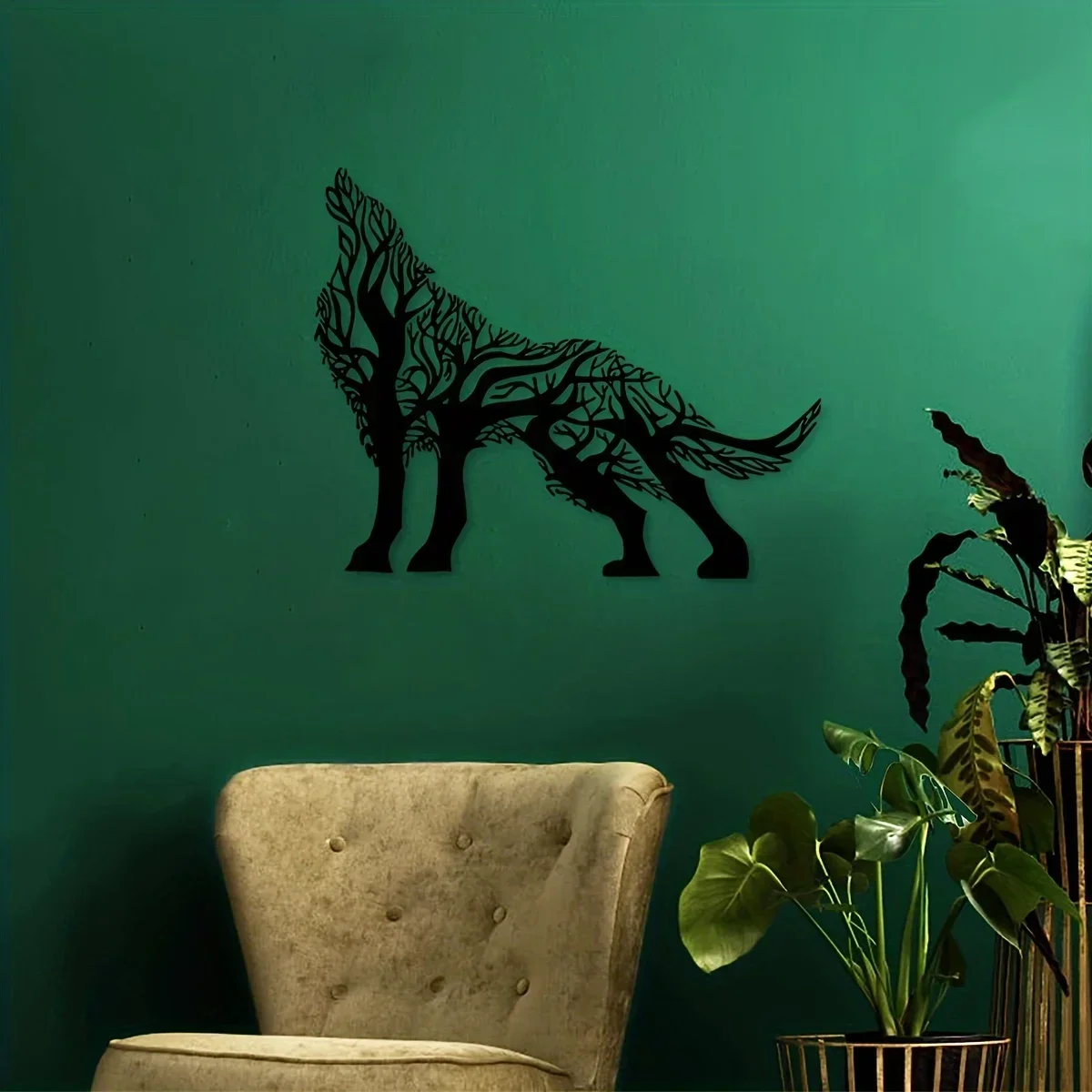 

CIFBUY Deco Tree Branch Wolf Isomorphic Iron Home Decor Interior Decoration Great Choice for Living Room Wall Decoration 11.81*9