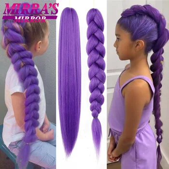 Purple Braiding Hair Extensions Pre Stretched Soft Yaki Synthetic Jumbo Braids DIY Ponytail Braid Pink Grey Orange Red Blue Hair 1