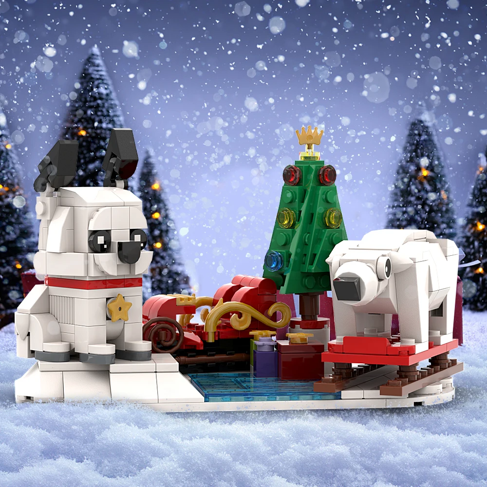 

MOC Wintertime Polar Bears Building Blocks 40571 Christmas Sleigh Holiday Season Model DIY Brick Set Kids Adult Toy Festive Gift