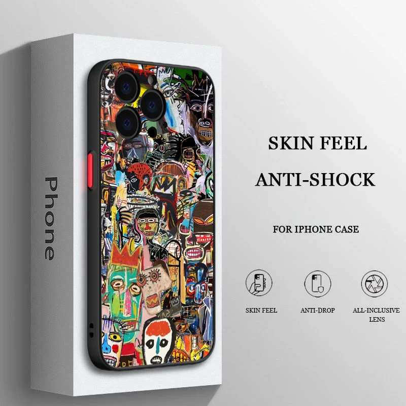 thumbnail image 1 of B-Basquiats Art For iPhone 15 Ultra 14 13 12 11 Mini XS XR X 8 7 Pro Max Plus Frosted Translucent Phone Case, 1 of 5