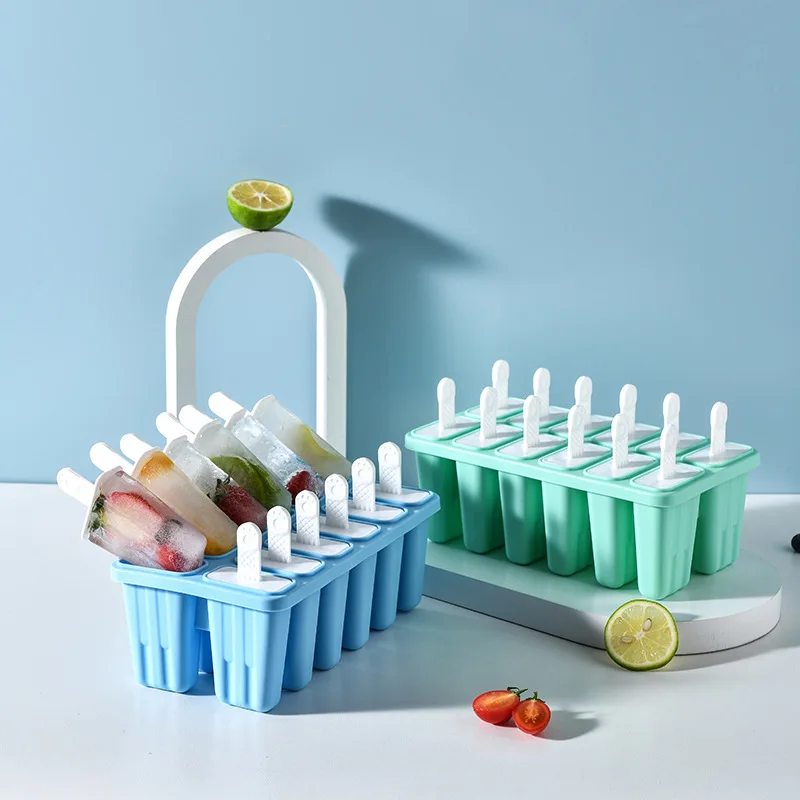 Popsicles Molds, Silicone Popsicle Mould BPA Free Ice Pop Molds Reusable 12  Cavities Popsicle Maker with Popsicle Sticks, Funnel and Cleaning Brush