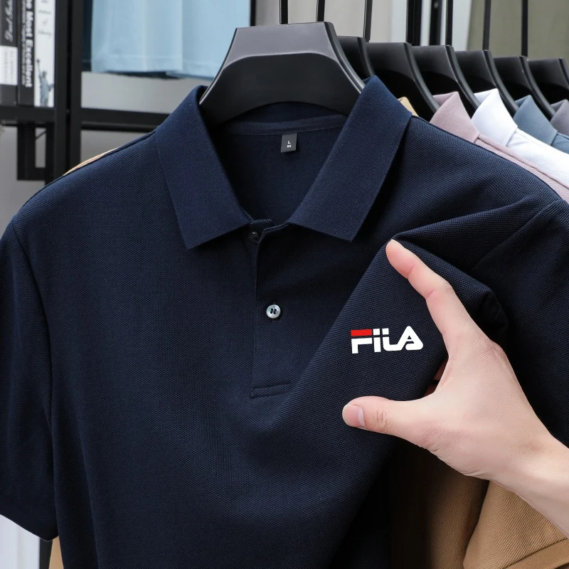 Polo da uomo - Camicia stampata con un singolo bottone per un look casual-business estivo, traspirante per l'esercizio fisico. - immagine 2