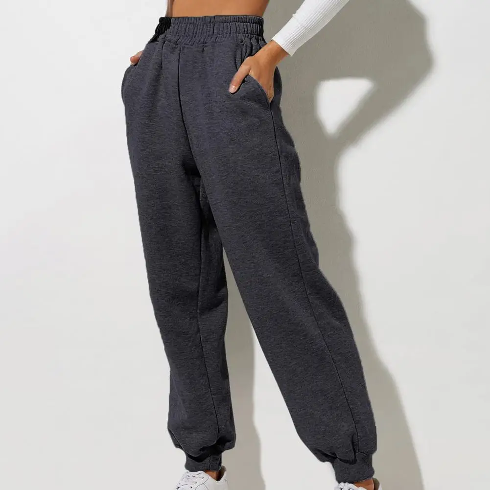 Regular Fit Trousers Comfortable High Waist Women's Sweatpants With Pockets For Spring Fall Jogging Women Casual Trousers tracksuit versatile sportswear set hooded cardigan jacket elastic waist pants with ankle banded pockets for jogging exercise