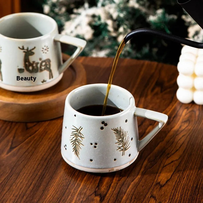 Hot 300ML Christmas Cup Original Coffee Cup Creative Home Ceramic Mug Office Party Breakfast Milk Cup New Year Gift