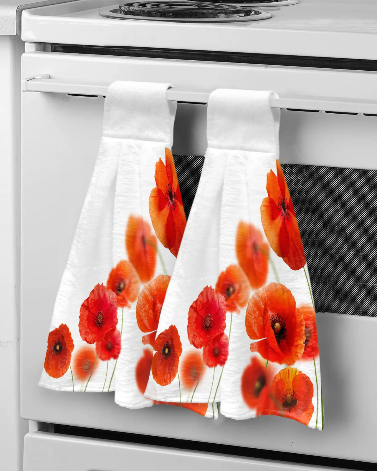 

Plant Red Poppy Flower White Hand Towel Quick Dry Microfiber Towels Kitchen Soft Absorbent Hand Towel