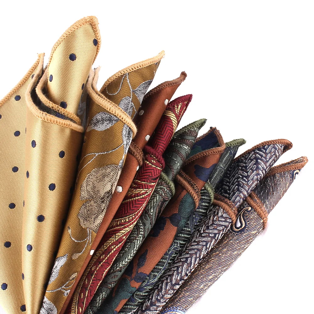 Men's Suit Pocket Towel Fashion Polyester Trend Accessories Retro Embroidery Pattern Small Square Towel Handkerchief pocket square,mini handkerchief