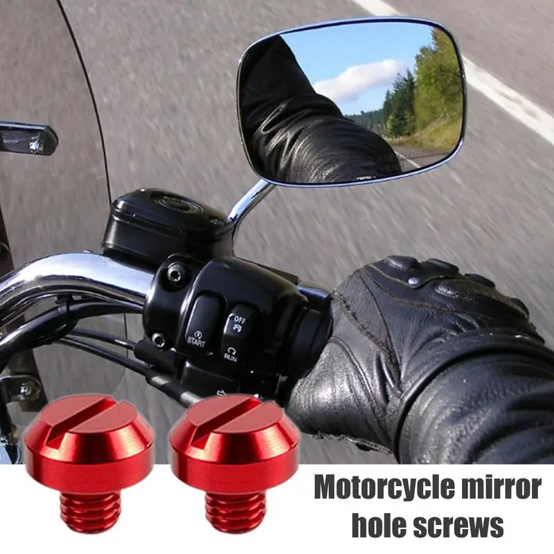 Motorcycle Mirror Plugs 8M/10M Portable Mirror Screws Motorcycle Rearview Plugs 2PCS Aluminum Alloy Colorful Screw Accessories For Motorcycles