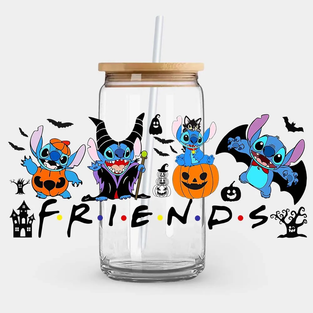 Stitch Halloween Coffee Horror Souvenir Cup Wrap Sticker UV DTF Self-Adhesive Original Cup Embellishments dtf transfer sticker
