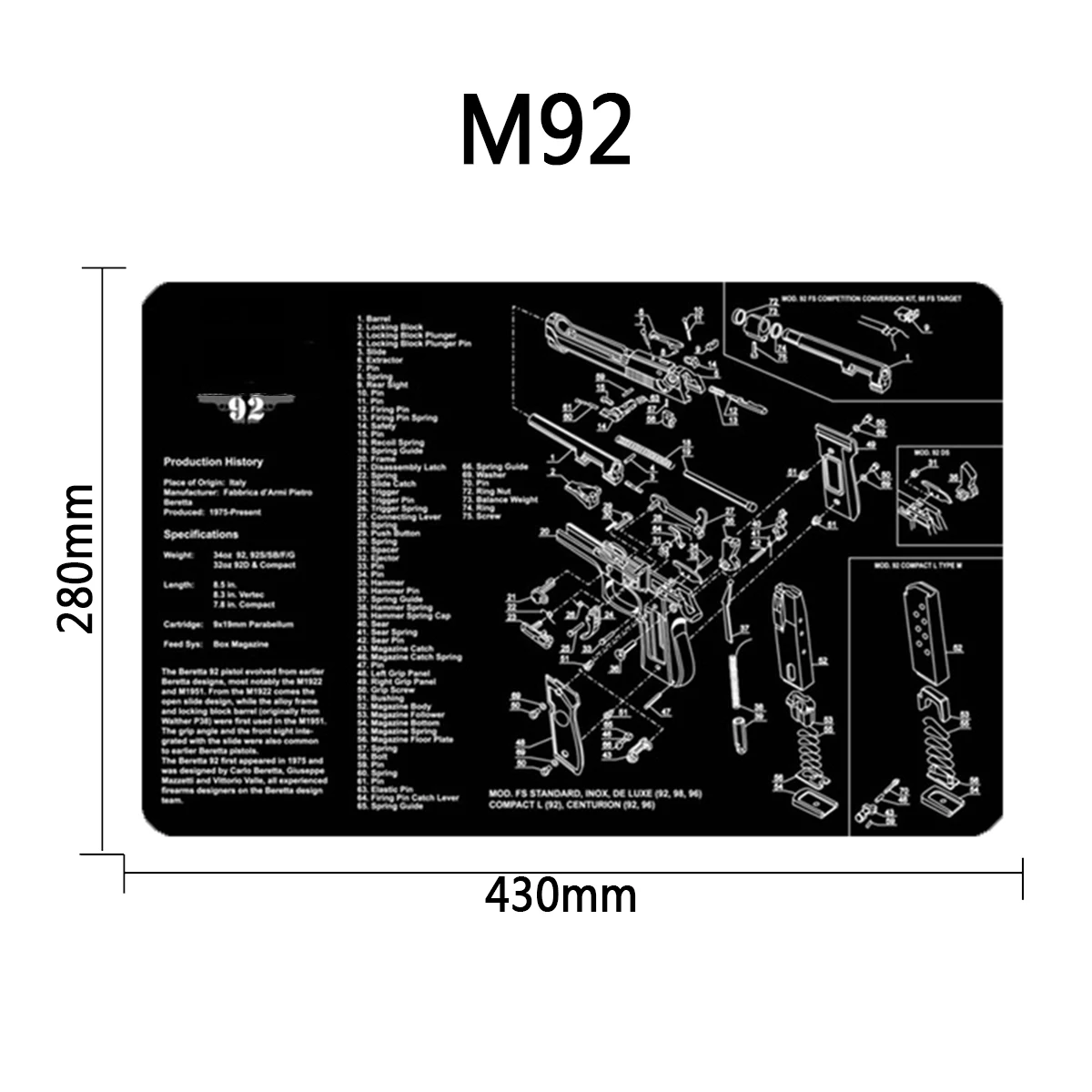 Mata do czyszczenia broni do AR15 AK47 Remington 870 G17 colt1911 CZ-75 Karabin Pistolet Narzędzia do naprawy i montażu broni Zestawy narzędzi Podkładki na stół