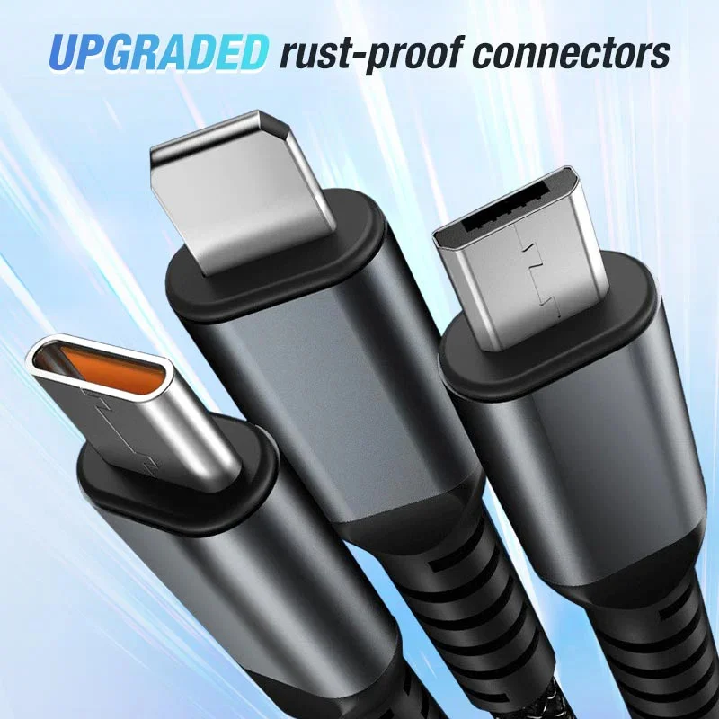 3 In 1 100W LED Digital Display USB Cable Type C Usb Micro For iphone Samsung Huawei Xiaomi Multi Port Multiple Charging Wire