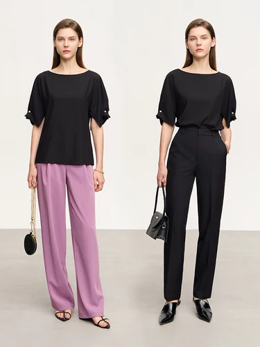 AMII Minimalism Fashion Woman Blouse 2023 Summer New Solid Loose Slash Neck Female Chiffon Pullovers Shirts & Blouses 12342611 4