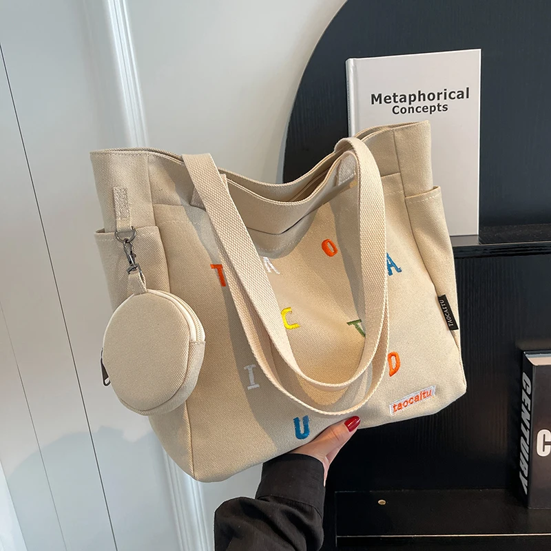 

Large Capacity Canvas bag handbags for women 2023 Summer Shoulder Messenger Bags Luxury Trend Casual travel shopping bag wallet