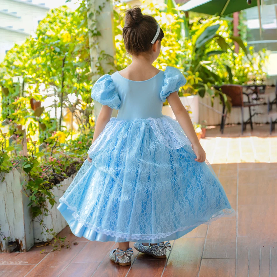 Cinderella Dress Girls Halloween Christmas Ball Gown Dress Up